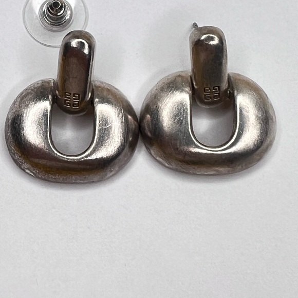 SOLD Givenchy Vintage Door Knocker Silver  Earrings Logo design - Picture 5 of 7